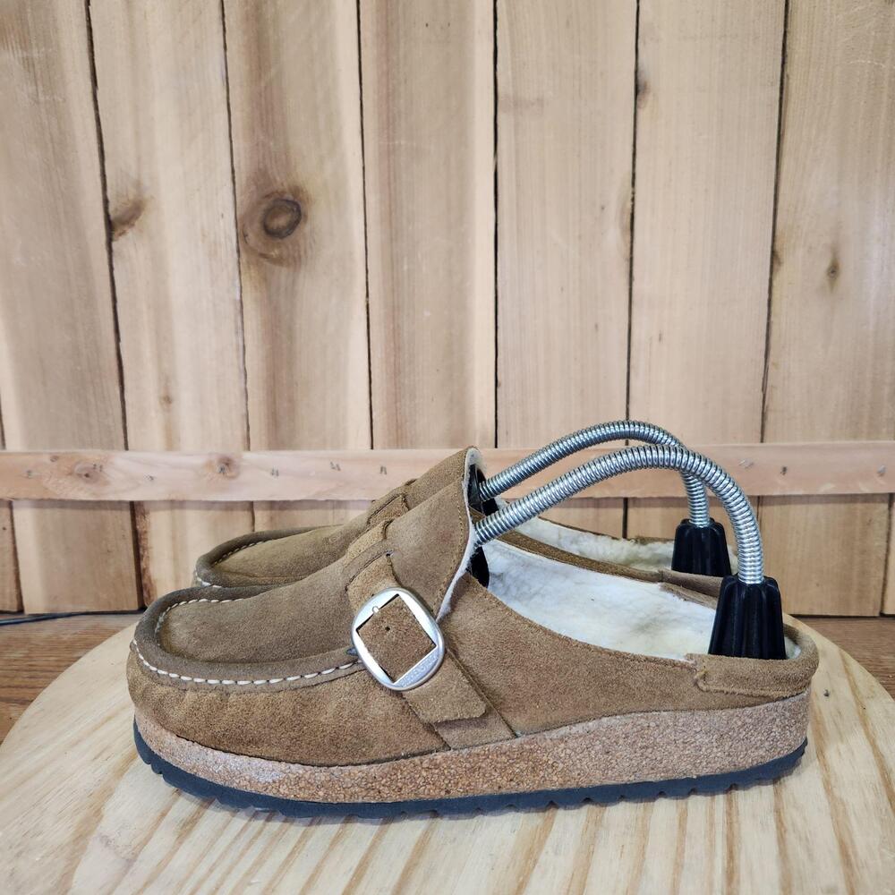 Birkenstock Buckley Shearling Clog Womens 9 40 Brown Suede Lined House Slippers